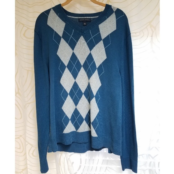 EUC Banana Republic Blue Argyle Sweater - Picture 1 of 3